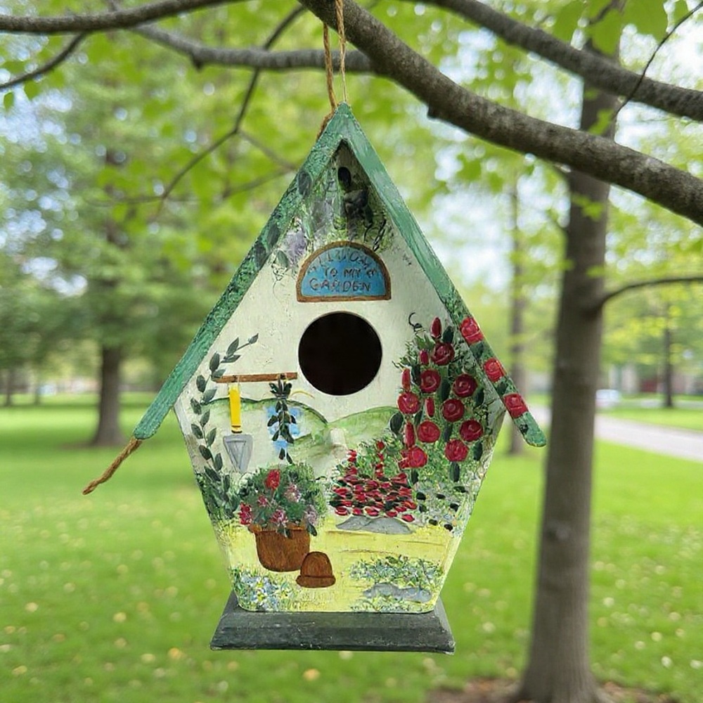 Kathy Hatch Hand-Painted Garden Birdhouse Decor